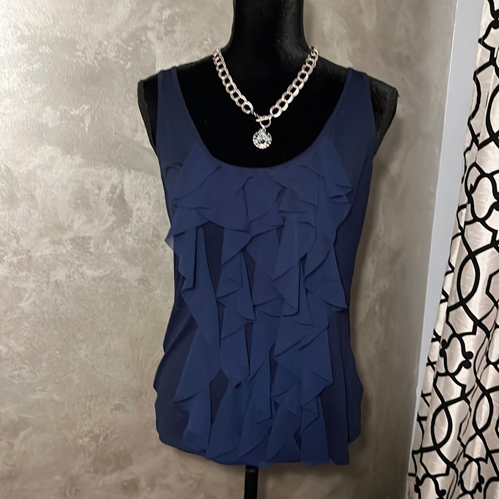 Navy ruffle tank top from New York & Company, size medium